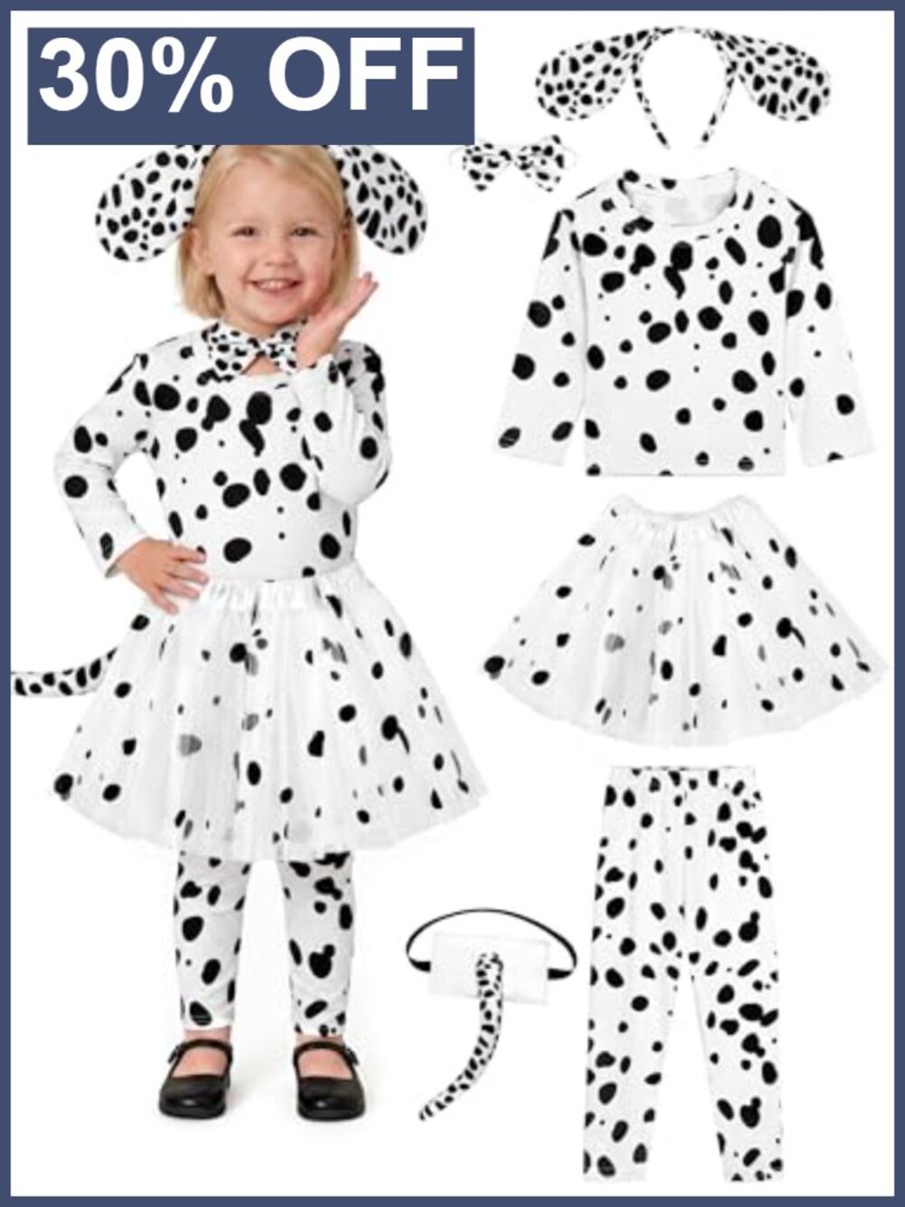 Dalmatian Dog Costume Set for Toddler Girl 18M-5T